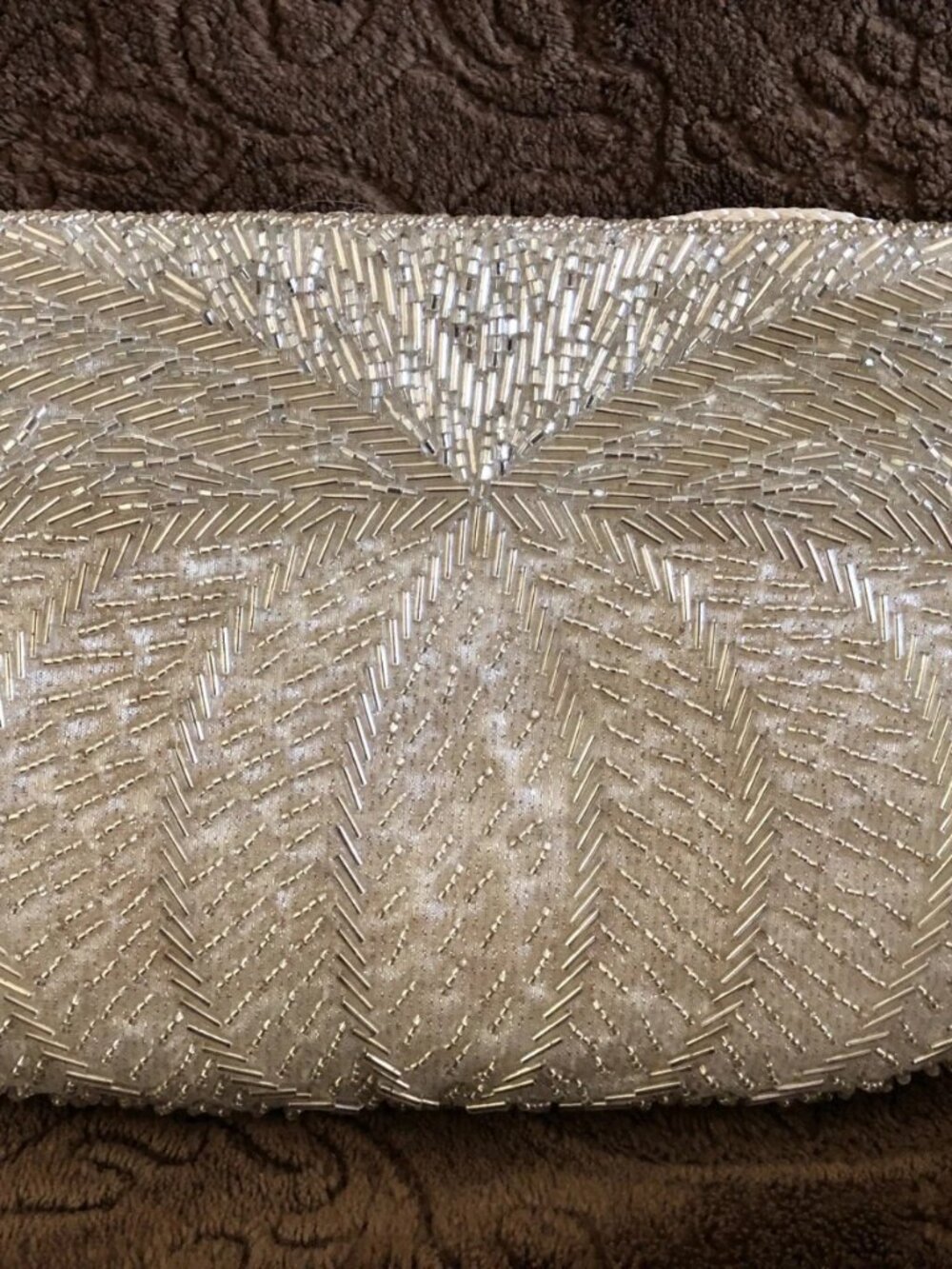 VNTG -Gallery Originals Evening purse Hand-beaded White Braid Strap 19.5 Inches - Picture 3 of 16